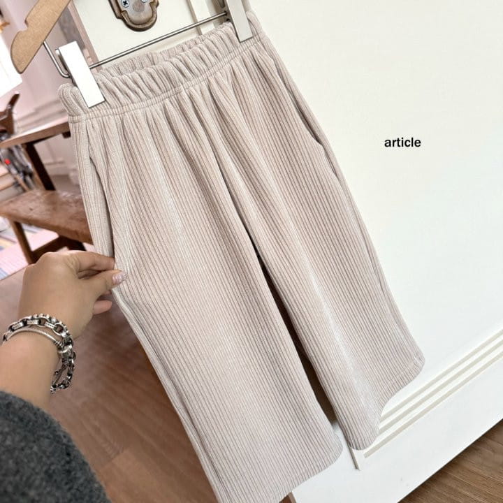 Article - Korean Children Fashion - #kidsshorts - Churros Veloure Wide Pants - 3