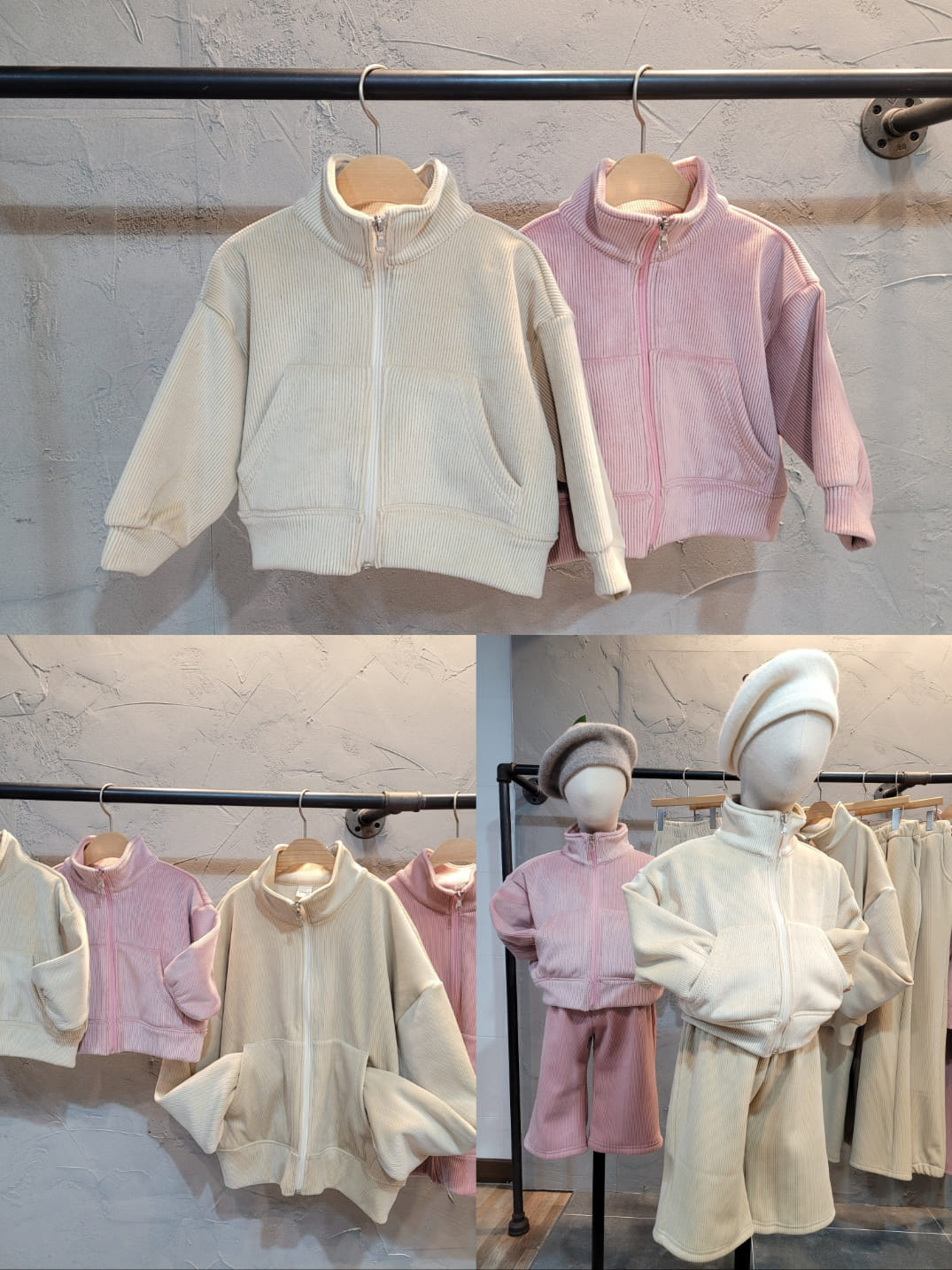 Atree - Korean Children Fashion - #littlefashionista - Honey Velour Zip-Up With Mom - 4