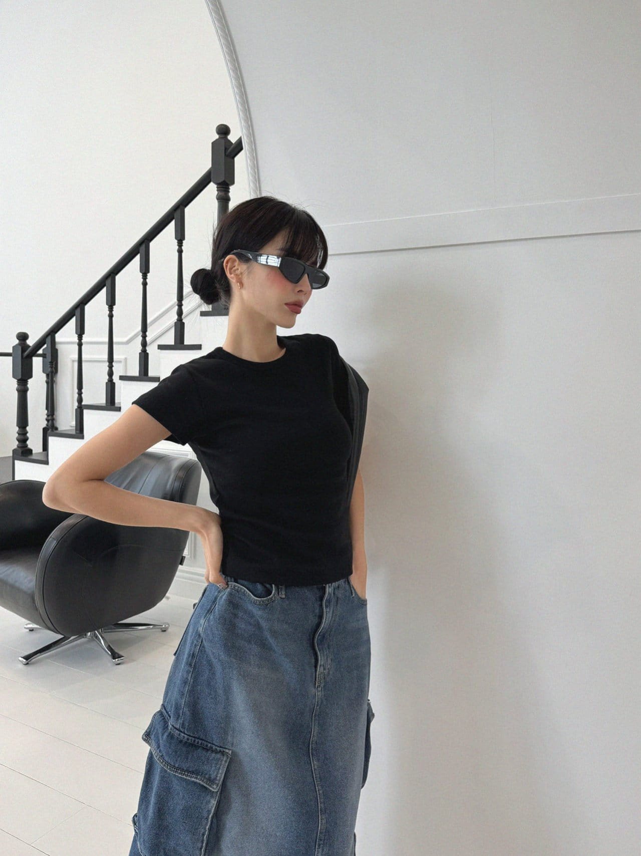 Auver_Fit - Korean Women Fashion - #momslook - Mini Round Tee - 11