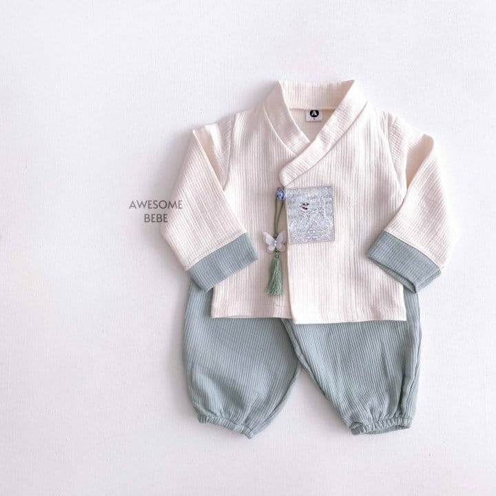 Awesome Bebe - Korean Children Fashion - #childofig - Hatch Embroider Boy Hanbok - 2