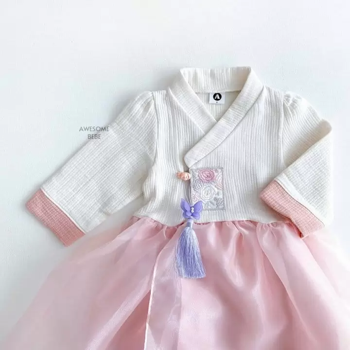 Awesome Bebe - Korean Children Fashion - #designkidswear - Flower EmbroiderGirl Hanbok  - 4