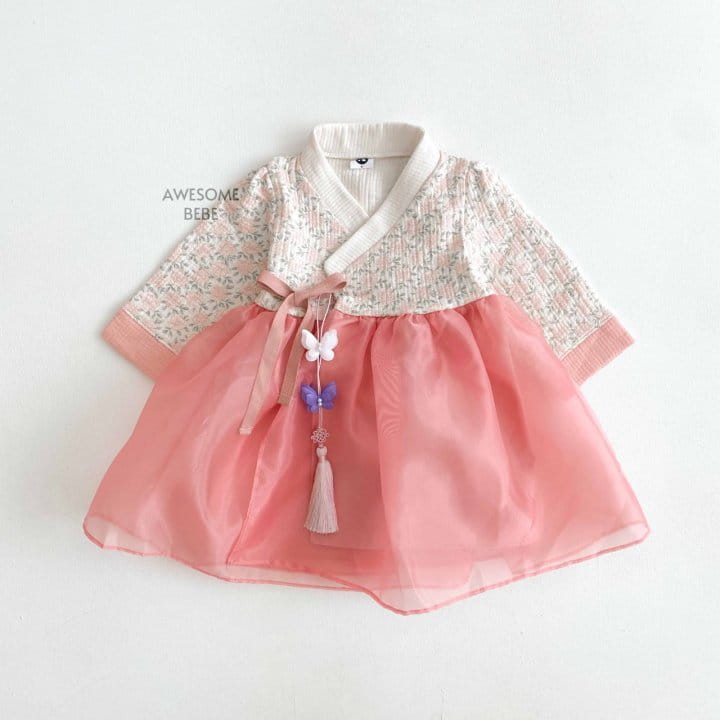 Awesome Bebe - Korean Children Fashion - #toddlerclothing - Pink Flower Girl Hanbok