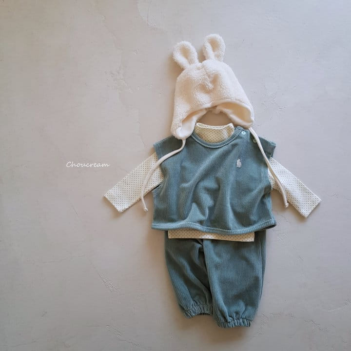 Choucream - Korean Baby Fashion - #babyboutiqueclothing - Veloure Vest Top Bottom et - 3