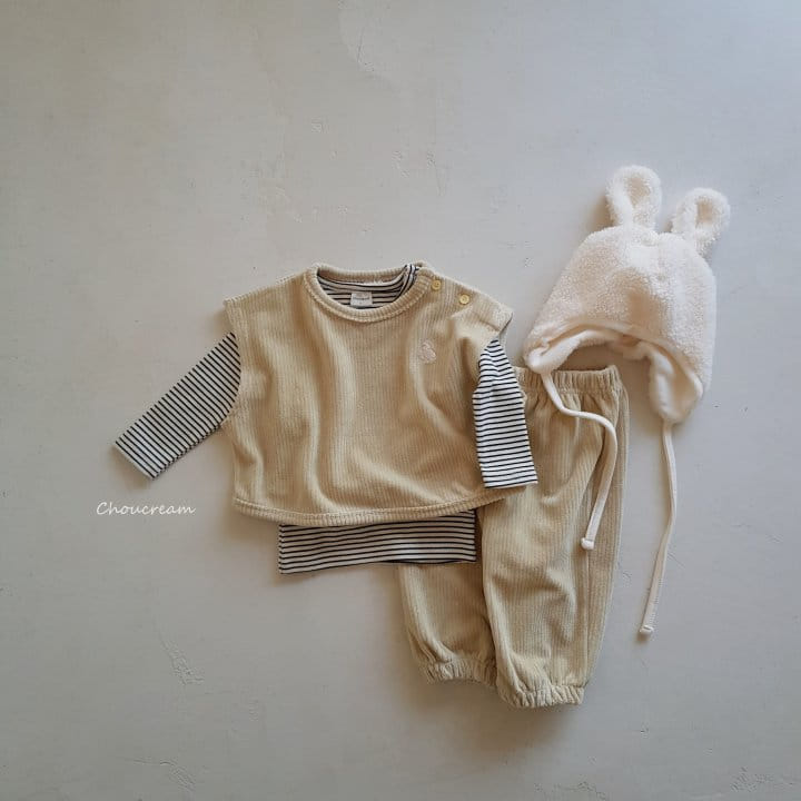 Choucream - Korean Baby Fashion - #babylifestyle - Veloure Vest Top Bottom et - 8