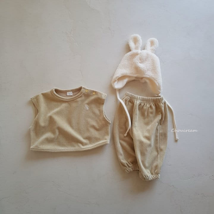 Choucream - Korean Baby Fashion - #babyootd - Veloure Vest Top Bottom et - 10