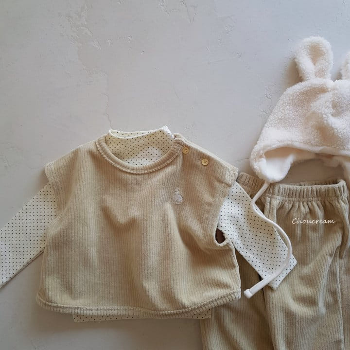 Choucream - Korean Baby Fashion - #babyoutfit - Veloure Vest Top Bottom et - 11