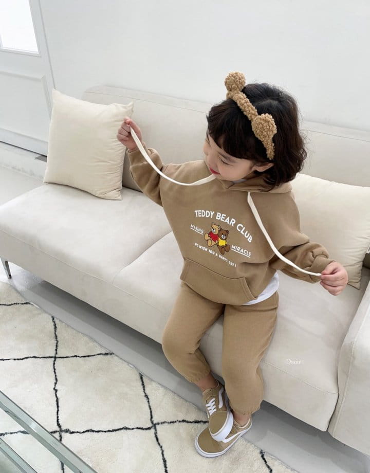 Dsaint - Korean Children Fashion - #Kfashion4kids - Teaddy Club Hoody Fleece Top Botton Set - 9