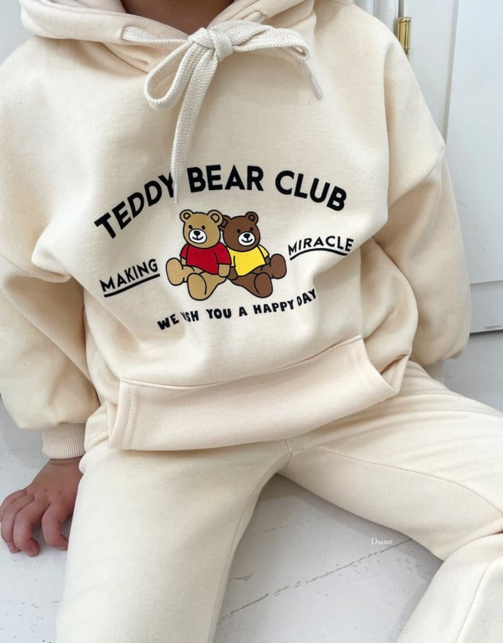 Dsaint - Korean Children Fashion - #designkidswear - Teaddy Club Hoody Fleece Top Botton Set - 3