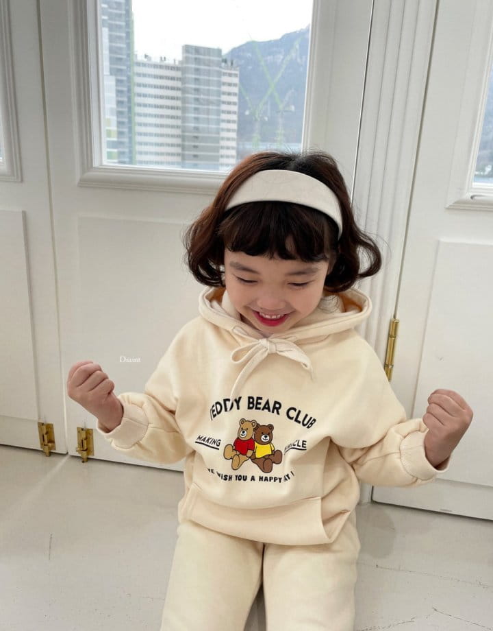 Dsaint - Korean Children Fashion - #designkidswear - Teaddy Club Hoody Fleece Top Botton Set - 4