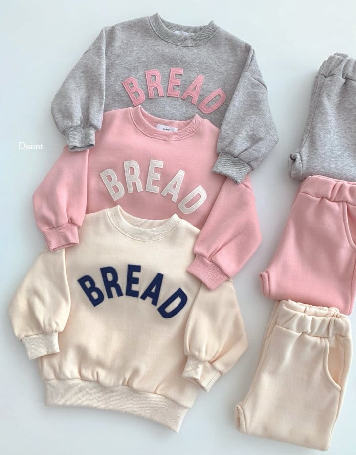 Dsaint - Korean Children Fashion - #kidsstore - Bread Patch Fleece Top Bottom Set - 2