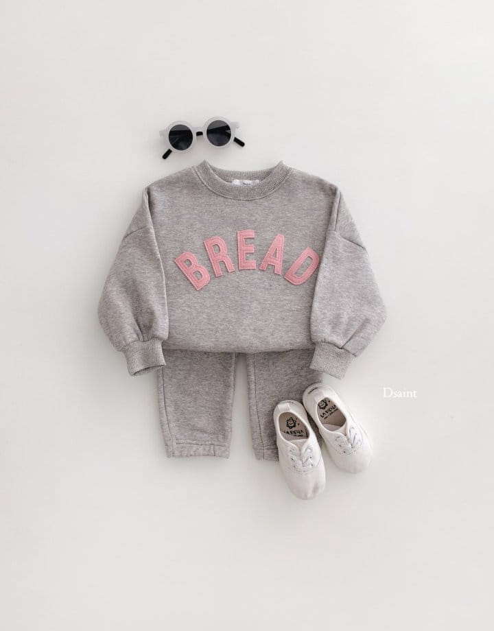 Dsaint - Korean Children Fashion - #magicofchildhood - Bread Patch Fleece Top Bottom Set - 6