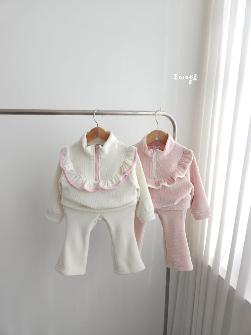 Joy ello - Korean Children Fashion - #designkidswear - Rib Mink Zip-Up Top Bottom Set