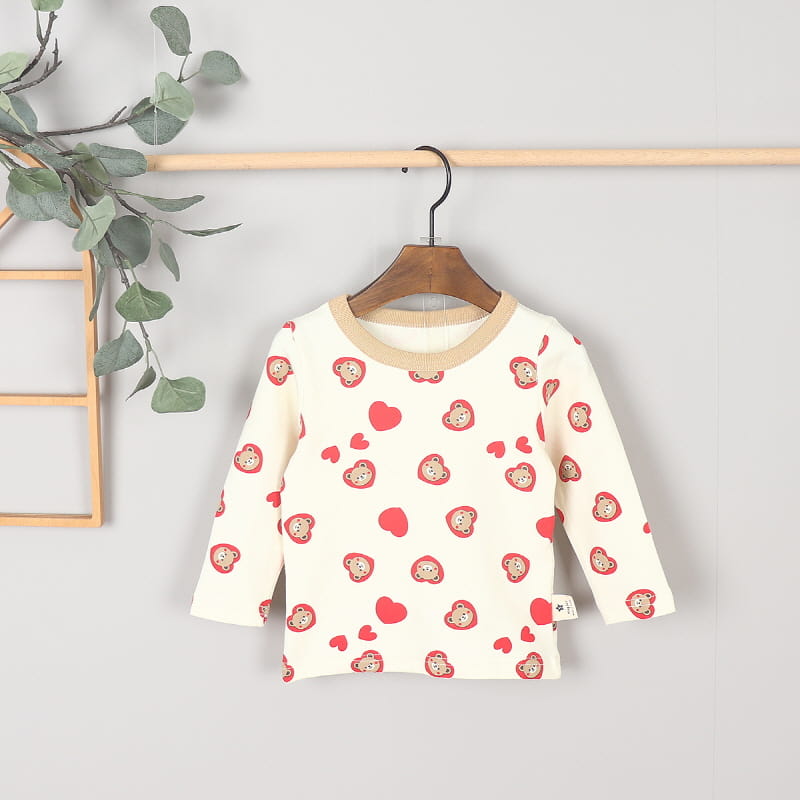 Kingboy - Korean Children Fashion - #fashionkids - Heart Bear Easy Wear Top Bottom Set - 10