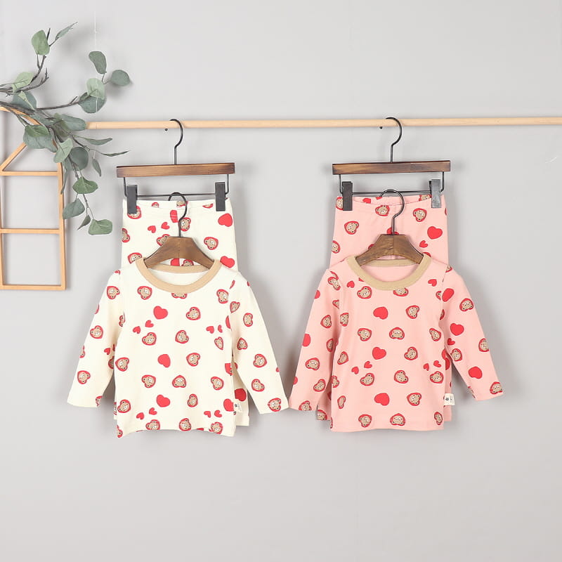 Kingboy - Korean Children Fashion - #minifashionista - Heart Bear Easy Wear Top Bottom Set