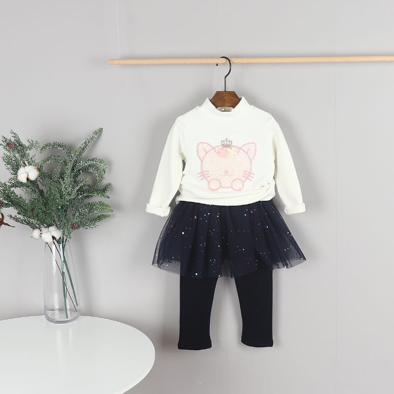 New Pierrot - Korean Children Fashion - #Kfashion4kids - Cat Turtleneck Tee - 6