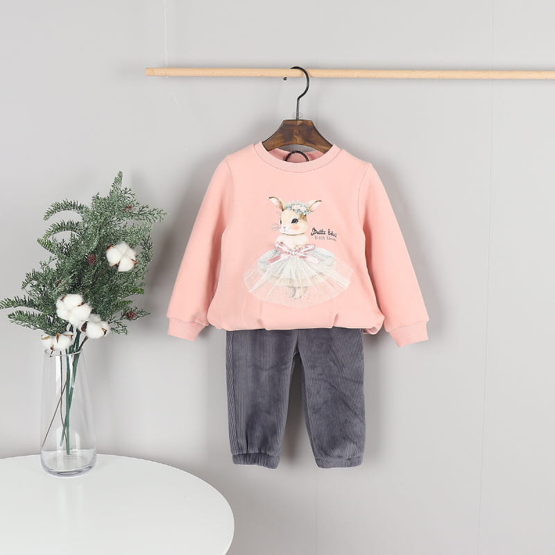 New Pierrot - Korean Children Fashion - #kidzfashiontrend - Rabbit Fleece Long Tee - 4