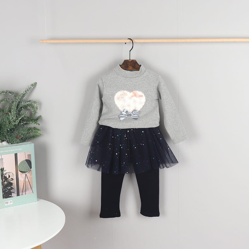 New Pierrot - Korean Children Fashion - #childofig - Heart Half Turtleneck Tee - 3