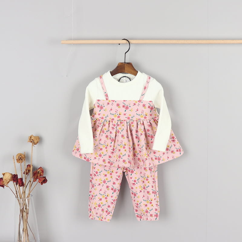 New Pierrot - Korean Children Fashion - #childofig - Flower Top Bottom Set - 3