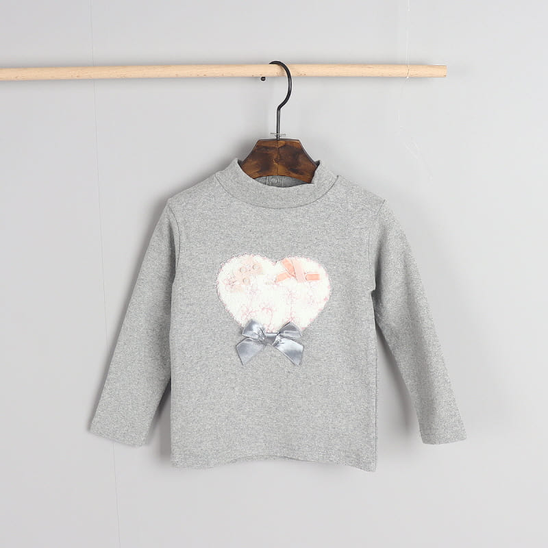 New Pierrot - Korean Children Fashion - #childofig - Heart Half Turtleneck Tee - 4