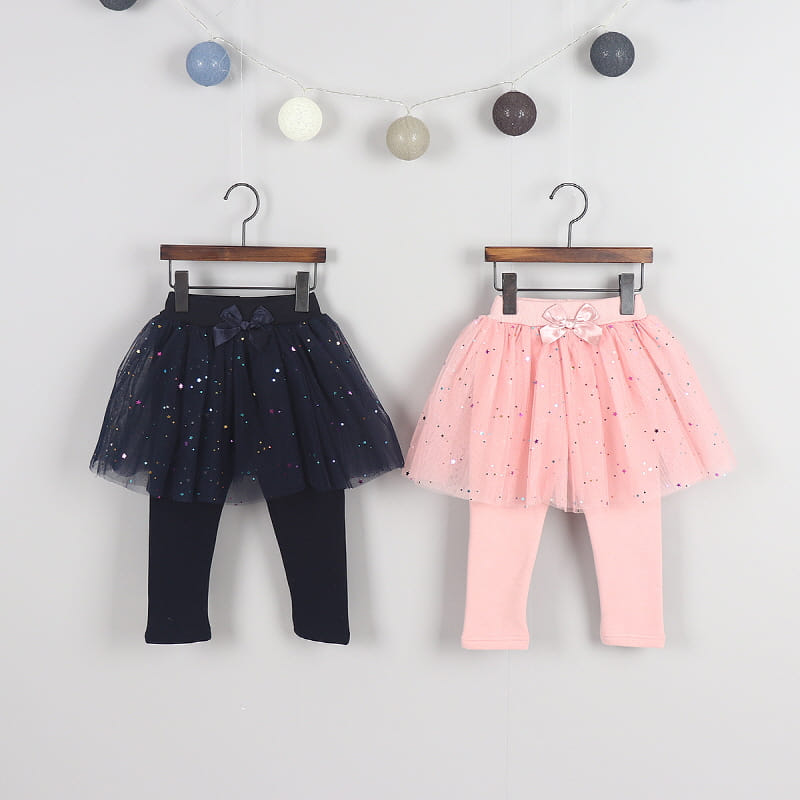 New Pierrot - Korean Children Fashion - #childrensboutique - Twinkle Star Fleece Skirt Leggings