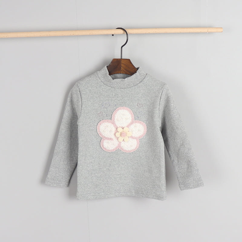 New Pierrot - Korean Children Fashion - #designkidswear - Flower Half Turtleneck Tee - 2