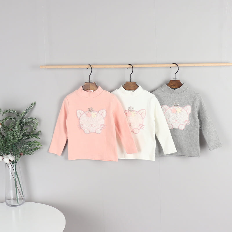 New Pierrot - Korean Children Fashion - #discoveringself - Cat Turtleneck Tee