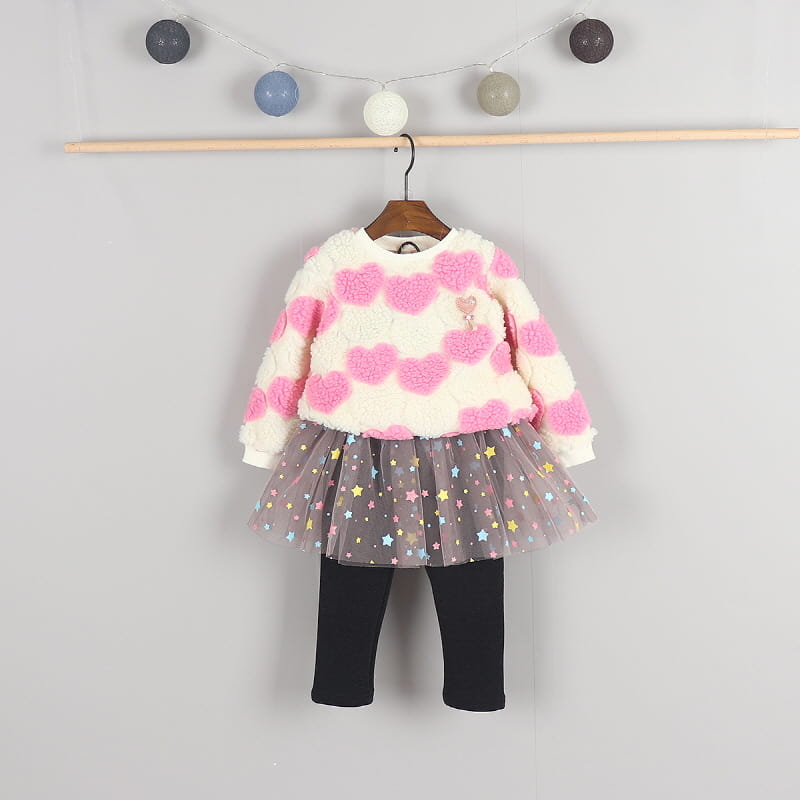 New Pierrot - Korean Children Fashion - #discoveringself - Pastel Star Fleece Skirt Leggings - 6