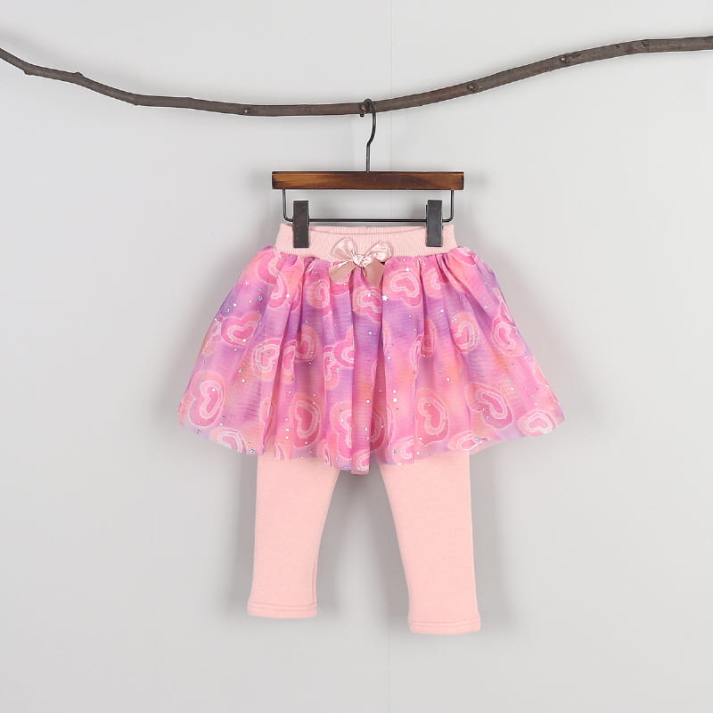 New Pierrot - Korean Children Fashion - #discoveringself - Heart Twinkle Fleece Skirt Leggings - 2