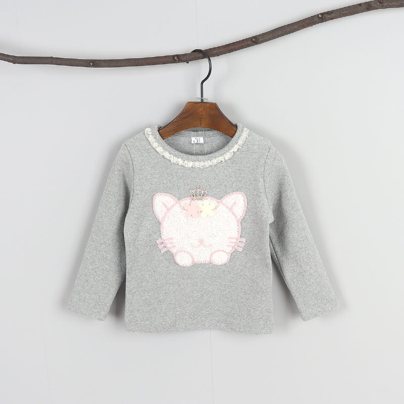 New Pierrot - Korean Children Fashion - #fashionkids - Cat Round Tee - 3