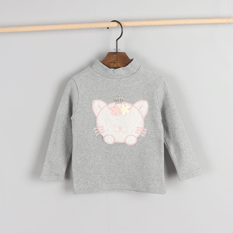 New Pierrot - Korean Children Fashion - #fashionkids - Cat Turtleneck Tee - 2