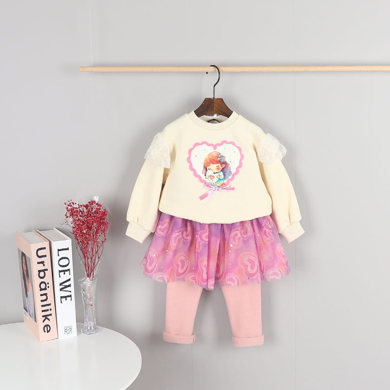 New Pierrot - Korean Children Fashion - #fashionkids - Heart Girl Fleece Sweatshirt