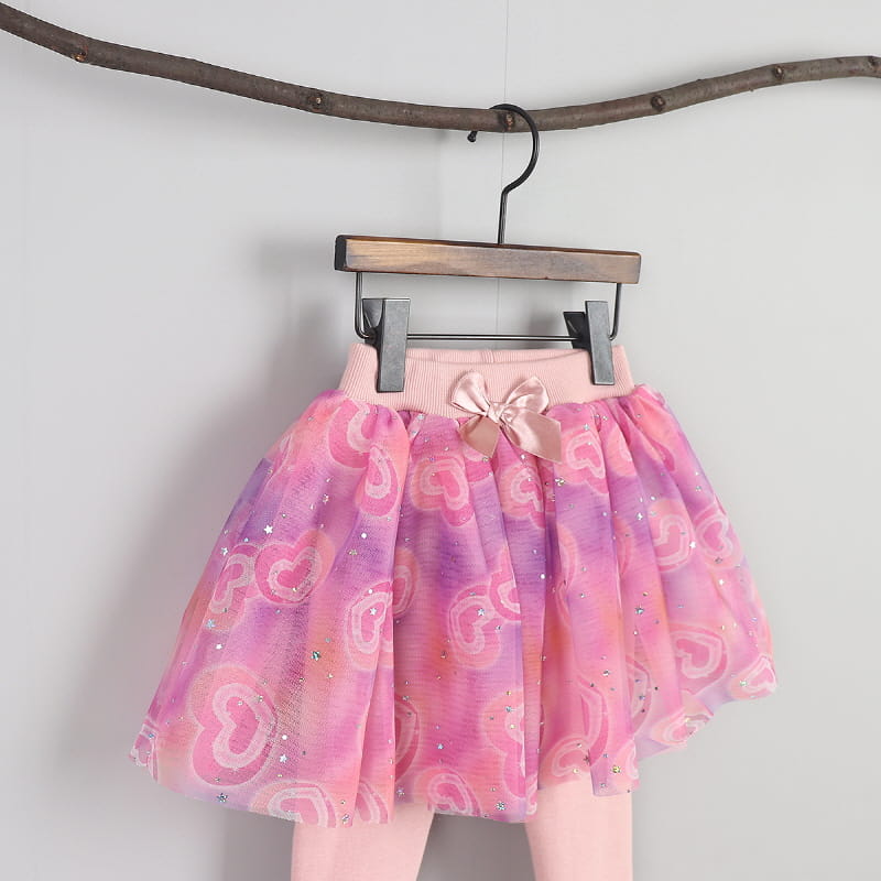 New Pierrot - Korean Children Fashion - #fashionkids - Heart Twinkle Fleece Skirt Leggings - 3