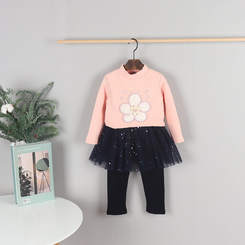 New Pierrot - Korean Children Fashion - #kidsshorts - Flower Half Turtleneck Tee - 5