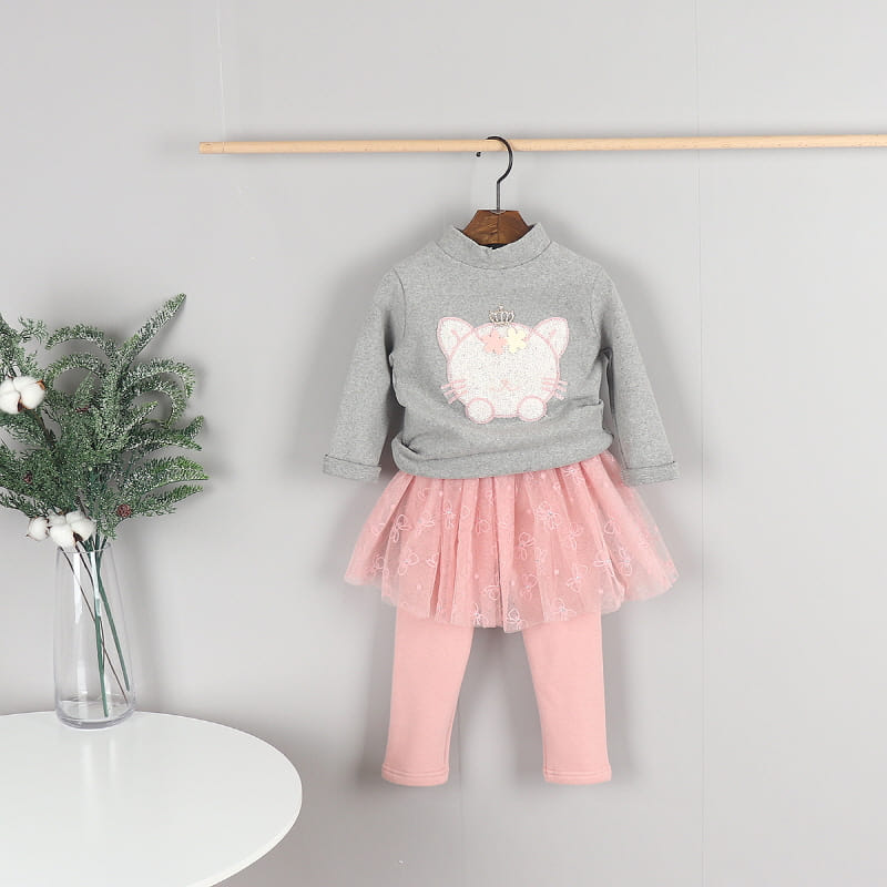 New Pierrot - Korean Children Fashion - #kidsshorts - Cat Turtleneck Tee - 3