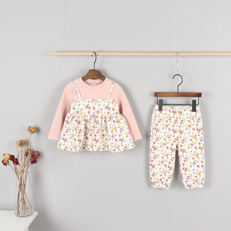 New Pierrot - Korean Children Fashion - #kidsshorts - Flower Top Bottom Set - 9