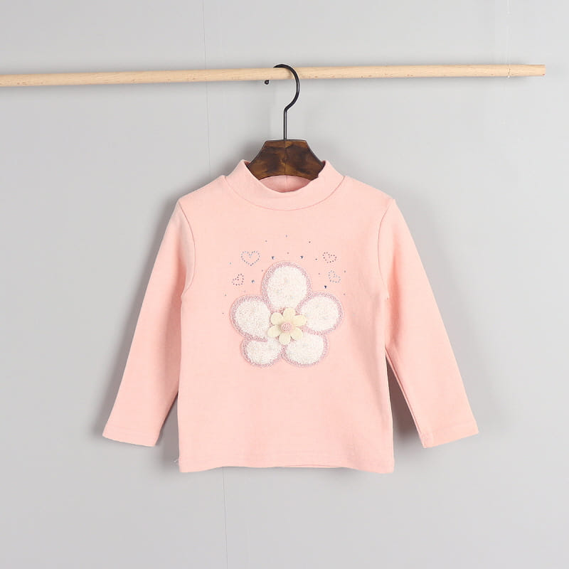 New Pierrot - Korean Children Fashion - #kidsstore - Flower Half Turtleneck Tee - 6