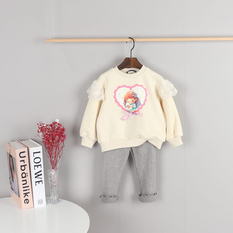 New Pierrot - Korean Children Fashion - #kidsstore - Heart Girl Fleece Sweatshirt - 3