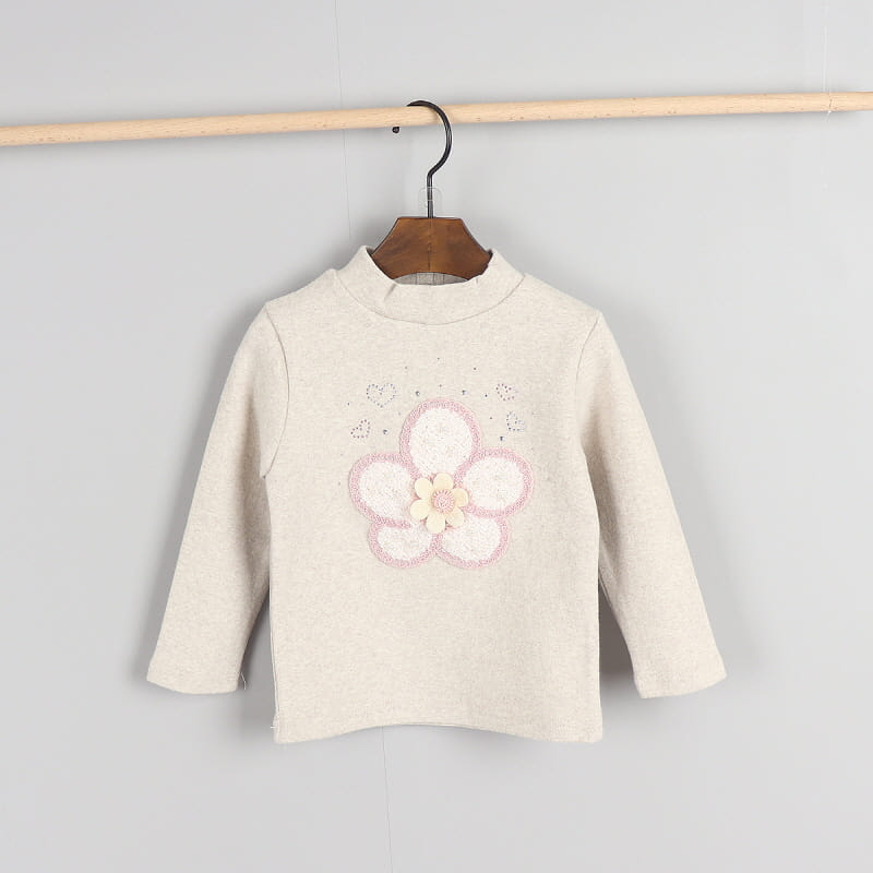 New Pierrot - Korean Children Fashion - #littlefashionista - Flower Half Turtleneck Tee - 9