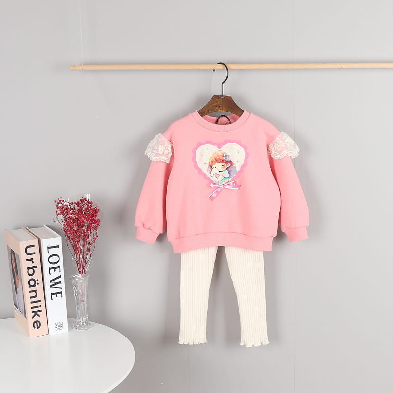 New Pierrot - Korean Children Fashion - #littlefashionista - Heart Girl Fleece Sweatshirt - 6