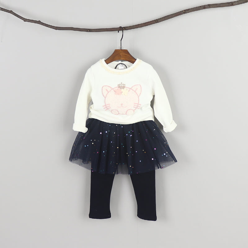 New Pierrot - Korean Children Fashion - #littlefashionista - Twinkle Star Fleece Skirt Leggings - 9