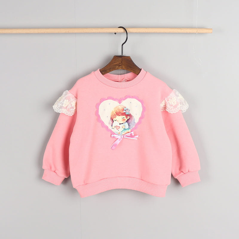 New Pierrot - Korean Children Fashion - #magicofchildhood - Heart Girl Fleece Sweatshirt - 7