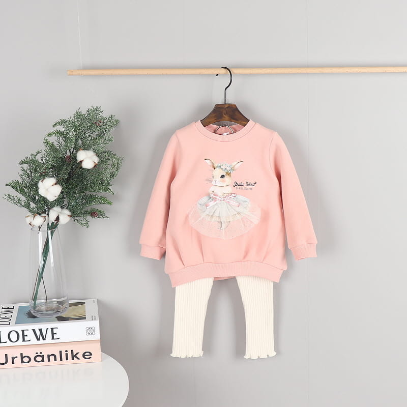 New Pierrot - Korean Children Fashion - #magicofchildhood - Rabbit Fleece Long Tee - 6