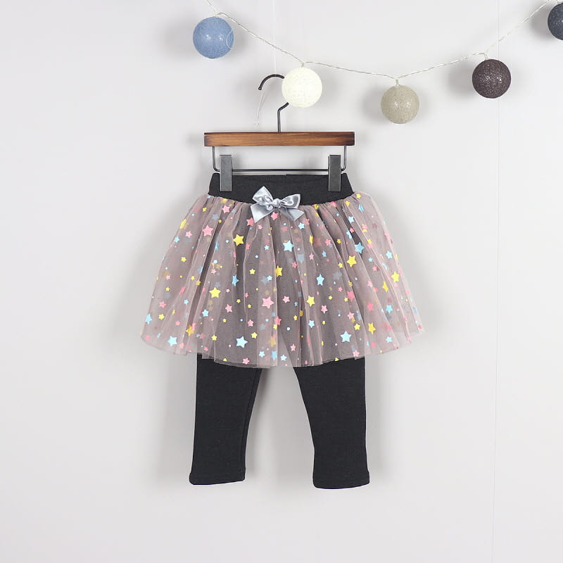 New Pierrot - Korean Children Fashion - #prettylittlegirls - Pastel Star Fleece Skirt Leggings