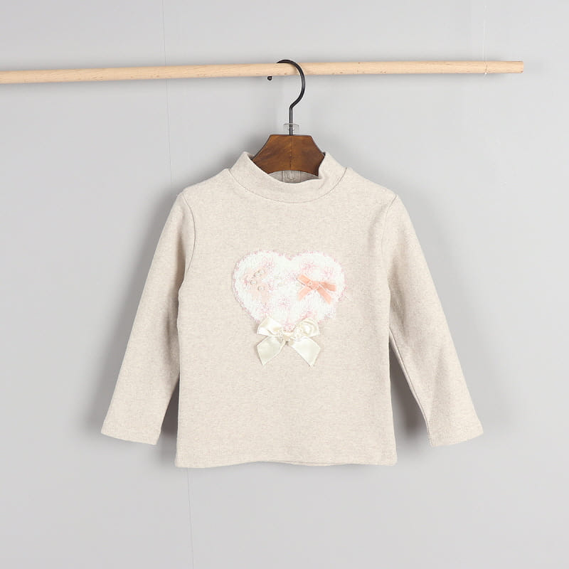 New Pierrot - Korean Children Fashion - #stylishchildhood - Heart Half Turtleneck Tee - 2