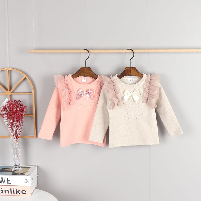 New Pierrot - Korean Children Fashion - #stylishchildhood - Lace Ribbon Tee