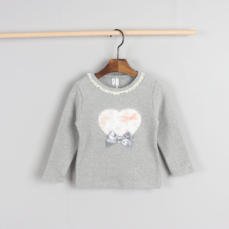 New Pierrot - Korean Children Fashion - #todddlerfashion - Heart Round Tee - 2