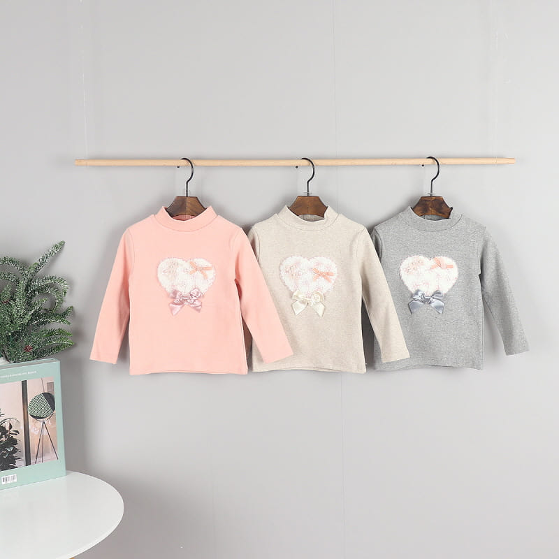 New Pierrot - Korean Children Fashion - #toddlerclothing - Heart Half Turtleneck Tee