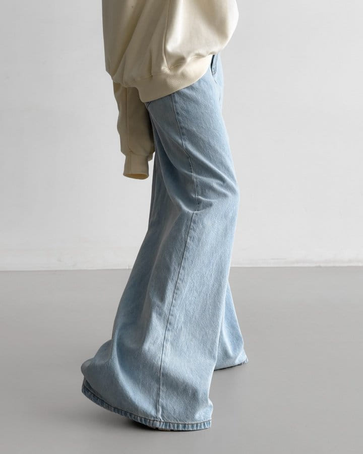 Paper Moon - Korean Women Fashion - #momslook - iced blue wide leg flared denim jeans - 3