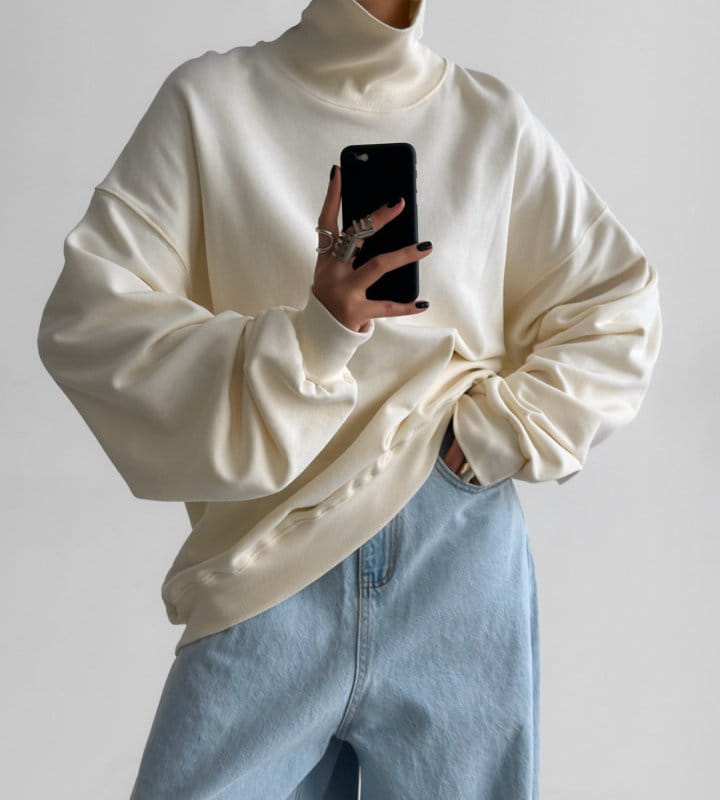 Paper Moon - Korean Women Fashion - #momslook - oversized turtleneck sweatshirt - 2