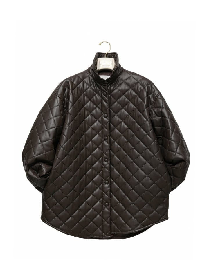 Paper Moon - Korean Women Fashion - #momslook - oversized vegan leather quilted shirt jacket - 7